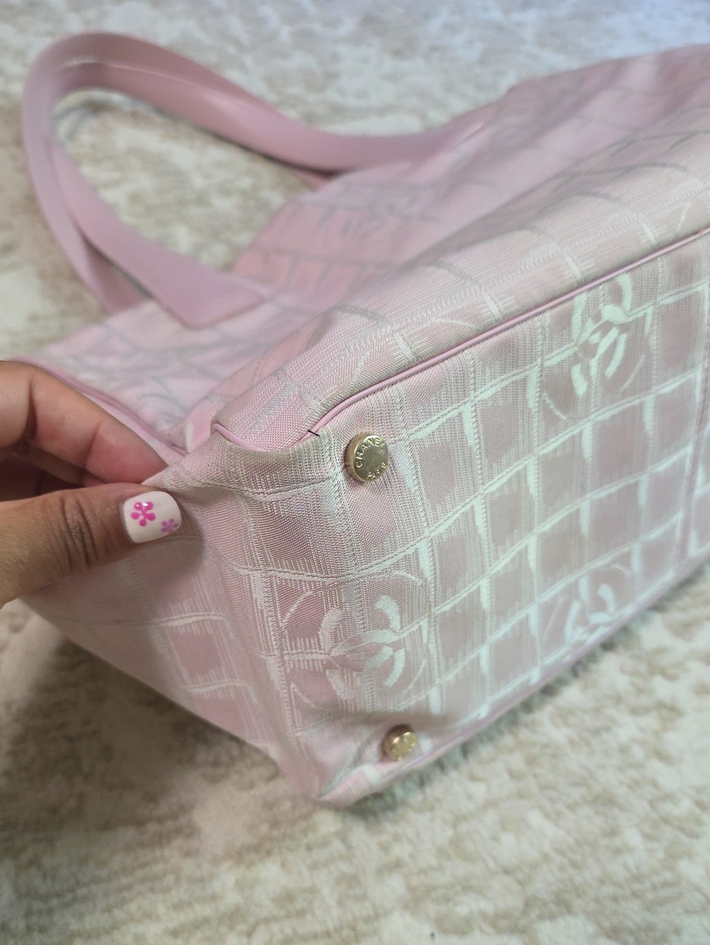 CHANEL Pink Nylon CC Logo Travel Line Tote Bag - Picture 10 of 16